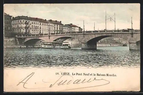 AK Liège, Le Pont Neuf et le Bateau Mouche