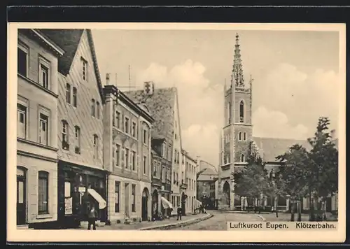 AK Eupen, Klötzerbahn mit Kirche