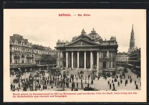 AK Brüssel / Bruxelles, Die Börse, Gebaut im Renaissancestil 1873