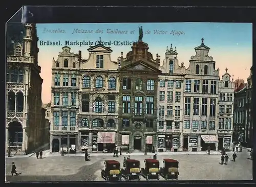 AK Brüssel / Bruxelles, Geschäfte am Marktplatz