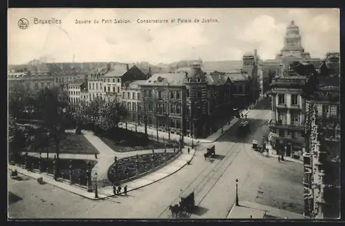 AK Brüssel / Bruxelles, Square du Petit Sablon, Conservatoire et Palais de Justice