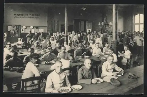 AK Brüssel / Bruxelles, Kriegslazarett IV, Mannschafts-Speiseraum