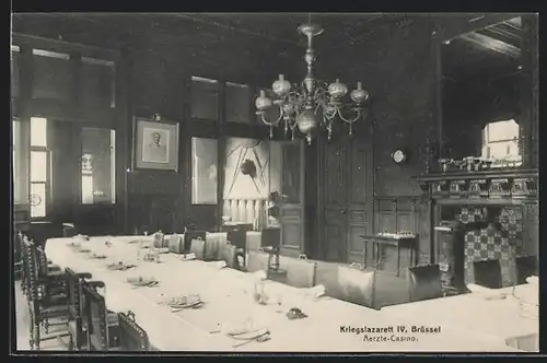 AK Brüssel / Bruxelles, Kriegslazarett IV, Blick ins Ärzte-Casino