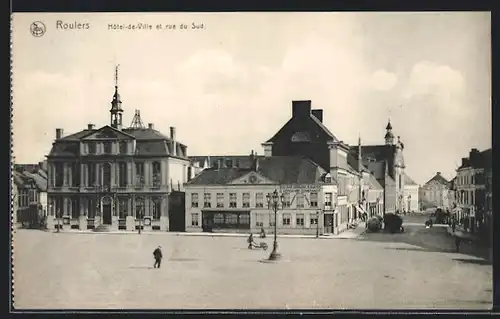 AK Roulers, Hôtel-de-Ville et rue du Sud