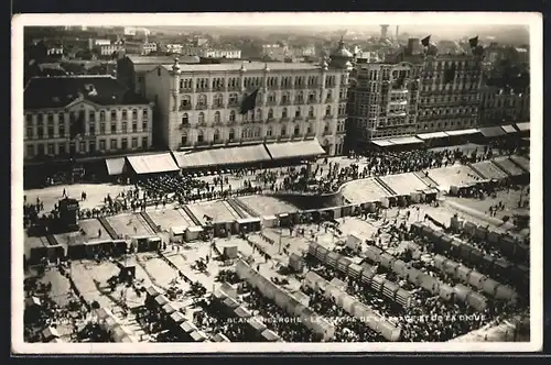 AK Blankenberghe, Le Centre de Place et de la Digue, Markt aus der Vogelschau