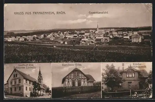 AK Frankenheim /Rhön, Gasthof von Johannes Ludwig, Karolinen-Heim, Kinderbewahranstalt