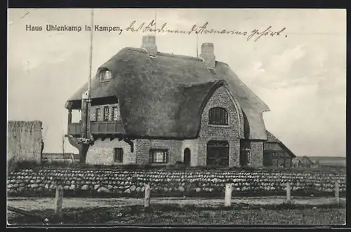 AK Kampen, Haus Uhlenkamp, Strassenansicht mit Steinmauer