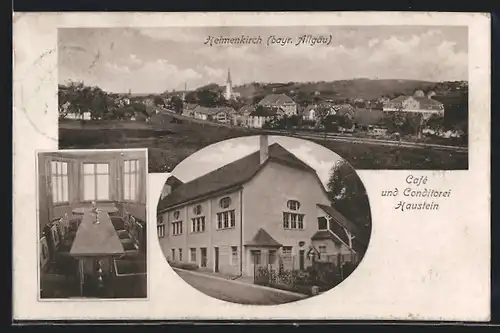 AK Heimenkirch /Allg., Cafe-Conditorei Haustein, Gesamtansicht mit Landstrasse