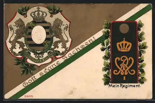 AK Sächsisches Wappen, Bataillon des 12. Regiments im Eichenlaub