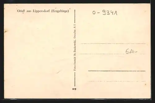 AK Lippersdorf /Erzgeb., Kolonialwaren Bellmann, Niederdorf / die Scheibe, Mitteldorf, Saidentalsperre