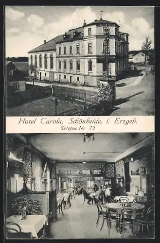 AK Schönheide / Erzgeb., Hotel Carola von innen u. aussen