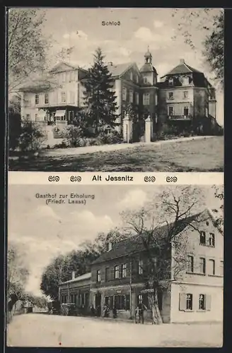 AK Alt-Jessnitz, Gasthof zur Erholung, Schlossansicht