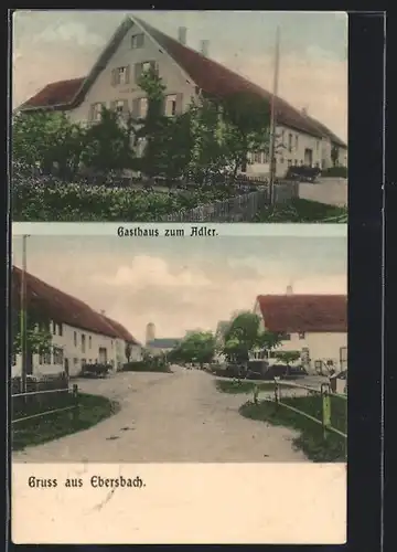 AK Ebersbach, Gasthaus zum Adler, Strassenpartie