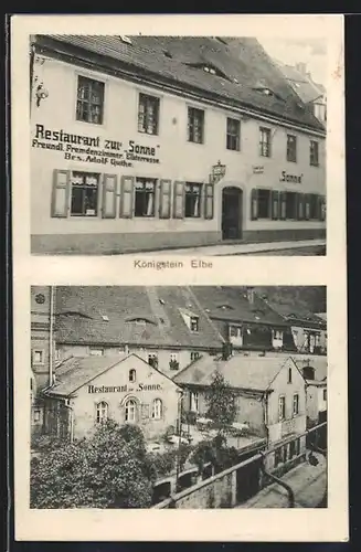 AK Königstein /Elbe, Restaurant zur Sonne, Bes. Adolf Guthe