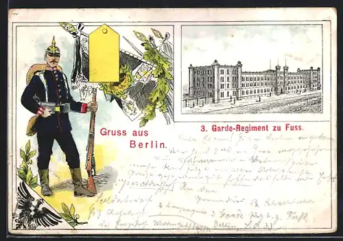 Lithographie Berlin-Kreuzberg, 3. Garde-Regiment zu Fuss