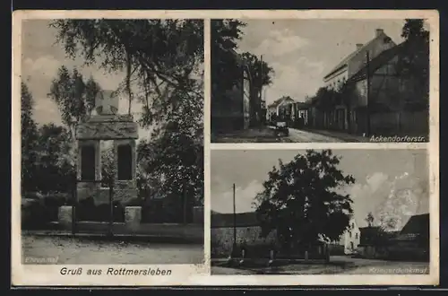 AK Rottmersleben, Ackendorferstrasse, Ehrenmal, Kriegerdenkal