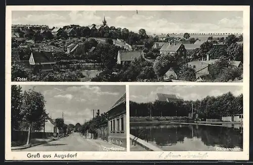 AK Augsdorf, Totalansicht, Badeanstalt, Dorfstrasse