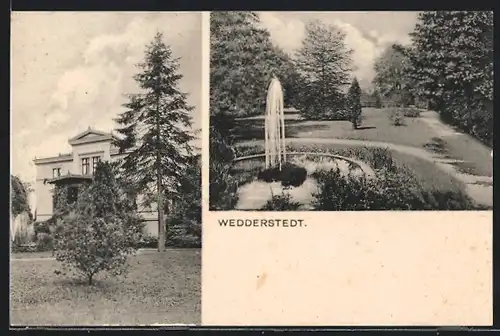 AK Wedderstedt, Schloss-Gut, Springbrunnen