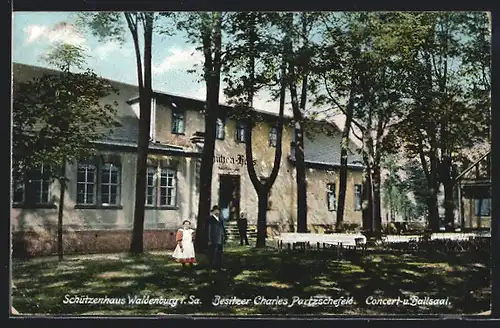 AK Waldenburg i. Sa., Gasthaus Schützenhaus von Charles Partzschefeld, Concert- und Ballsaal