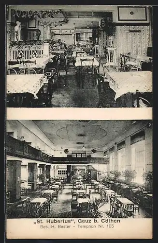 AK Geuz b. Cöthen, Gasthaus St. Hubertus, Innenansicht
