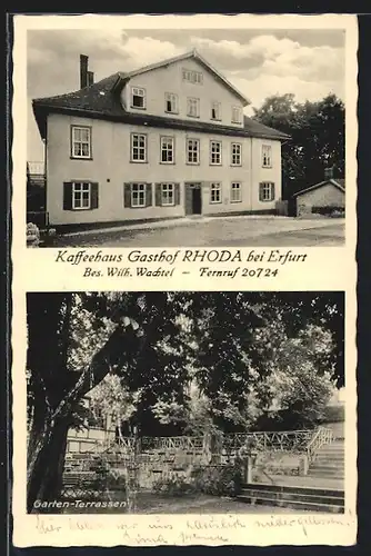 AK Rhoda b. Erfurt, Kaffeehaus Gasthof Rhoda, Garten-Terrassen