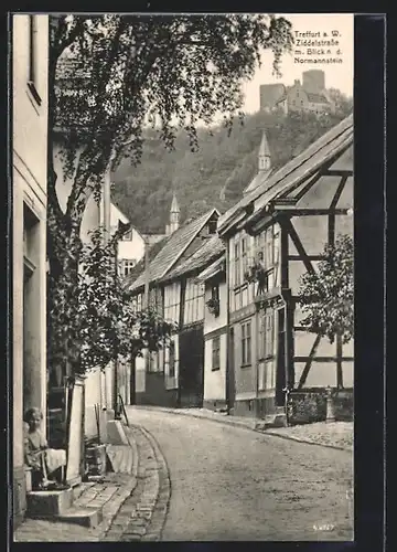 AK Treffurt a. W., Ziddelstrasse m. Blick in d. Normannstein