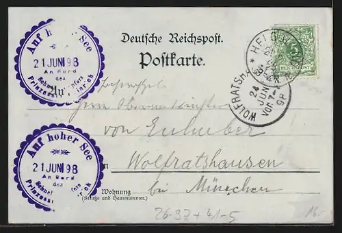 Künstler-AK Hans Bohrdt: Nordsee Linie Hamburg-Helgoland-Norderney, Passagierschiff Prinzessin Heinrich