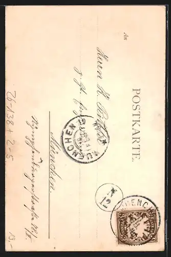 Künstler-AK Franz Doubek: Postkarten regnen auf das Münchner Kindl nieder