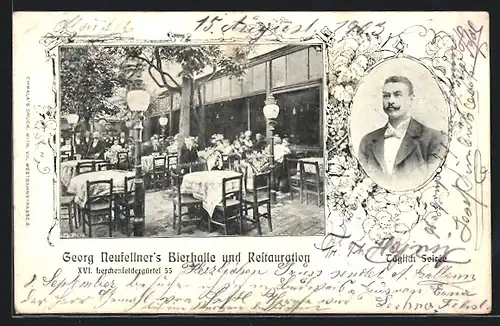 AK Wien, Restauration und Bierhalle Georg Neufellner, Lerchenfeldergürtel 55