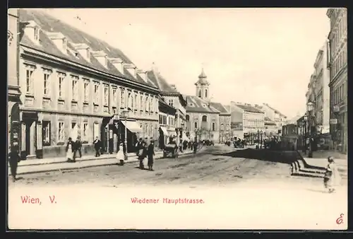 AK Wien, Blick in die Wiedener Hauptstrasse