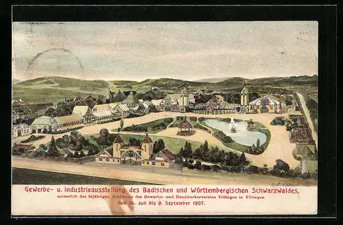 AK Villingen, Gewerbe- u. Industrieausstellung des Badischen u. Württembergischen Schwarzwaldes 1907