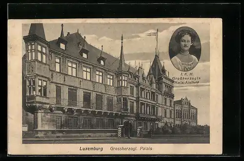AK Luxemburg, Grossherzogl. Palais, Grossherzogin Marie-Adelheid