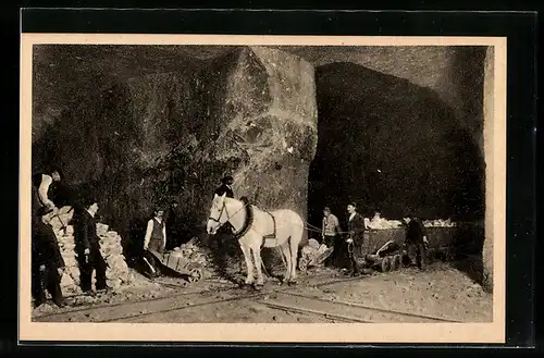 AK Wieliczka, Beförderung von Salz in d. Grube, Salzbergwerk