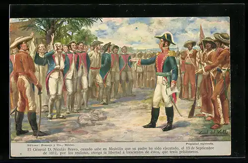 Künstler-AK Medellín, El General D. Nicolas Bravo