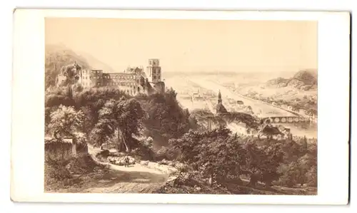 Fotografie L. Meder, Heidelberg, Ansicht Heidelberg, Blick nach der Stadt mit dem Schloss