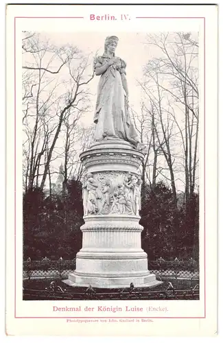 Fotografie / Lichtdruck Edm. Gaillard, Berlin, Ansicht Berlin, Denkmal der Königin Luise im Tiergarten