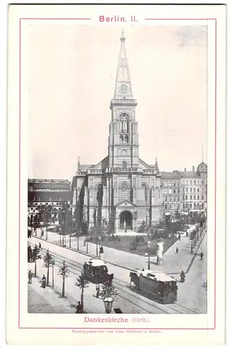 Fotografie / Lichtdruck Edm. Gaillard, Berlin, Ansicht Berlin, Pferdebahn an der Dankeskirche