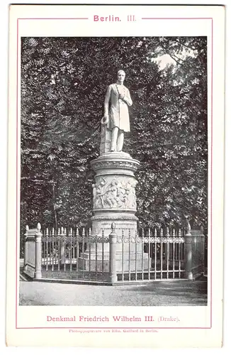 Fotografie / Lichtdruck Edm. Gaillard, Berlin, Ansicht Berlin, Denkmal Friedrich Wilhelm III