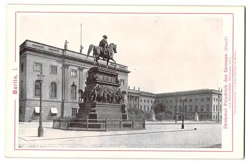 Fotografie / Lichtdruck Edm. Gaillard, Berlin, Ansicht Berlin, Denkmal Friedrich des Grossen mit Universität