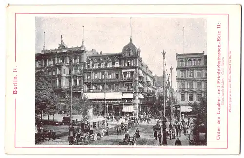 Fotografie / Lichtdruck Edm. Gaillard, Berlin, Ansicht Berlin, Unter den Linden Ecke Friedrichstrasse, Grossstadtleben