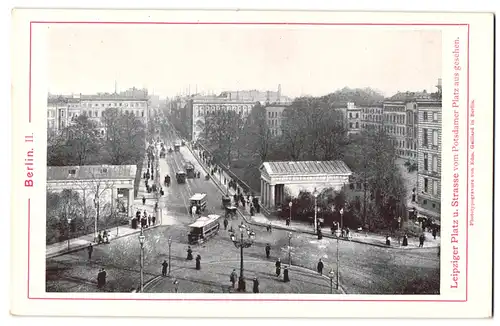 Fotografie / Lichtdruck Edm. Gaillard, Berlin, Ansicht Berlin, Blick auf den Leipziger Platz und Strasse, Pferdebahn