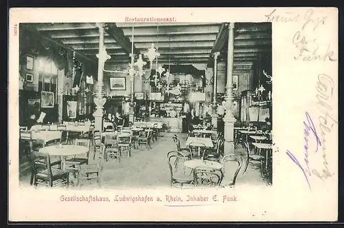 AK Ludwigshafen a. Rh., Gaststätte Gesellschaftshaus E. Funk, Restaurationssaal