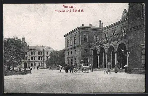AK Ansbach, Bahnhof und Postamt
