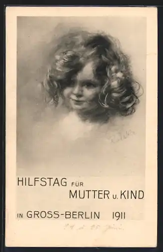 AK Kinderfürsorge, Hilfstag für Mutter und Kind in Gross-Berlin 1911, kleines Mädchen