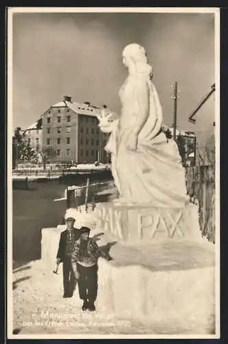 AK Monument de neige par les freres Locca 1935, Schneeplastik