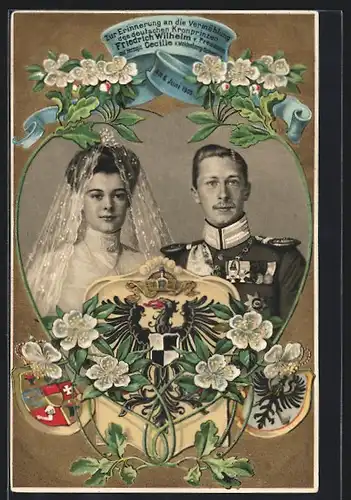 AK Vermählung des deutschen Kronprinzenpaares Friedrich Wilhelm von Preussen, 1905