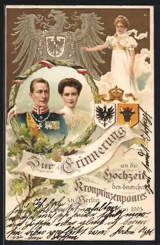 AK Erinnerung an die Hochzeit von Kronprinz Wilhelm von Preussen mit Herzogin Cecilie