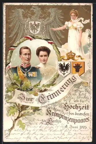 AK Erinnerung an die Hochzeit von Kronprinz Wilhelm von Preussen mit Herzogin Cecilie