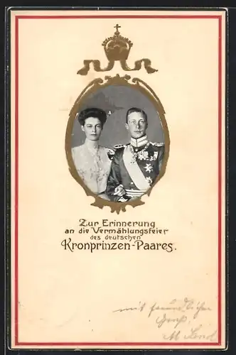 Präge-AK Vermählung von Kronprinzessin Cecilie und Kronprinz Wilhelm