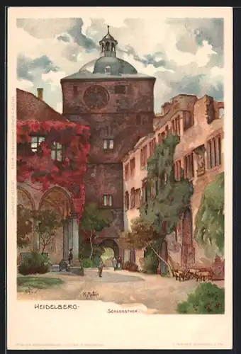 Künstler-AK Karl Mutter: Heidelberg, Schlossthorgasse